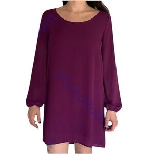 Anthropologie Everly Magenta Shift Long Sleeve Dress Size M